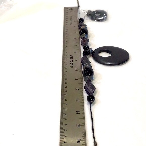 3 pc set!  Purple Necklace, earrings & triple bracelets like new - Picture 9 of 10